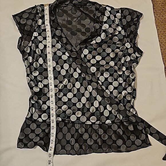 BCBGMaxAzria Sheer Silk Blend Polka Dot Blouse - M - Picture 6 of 9
